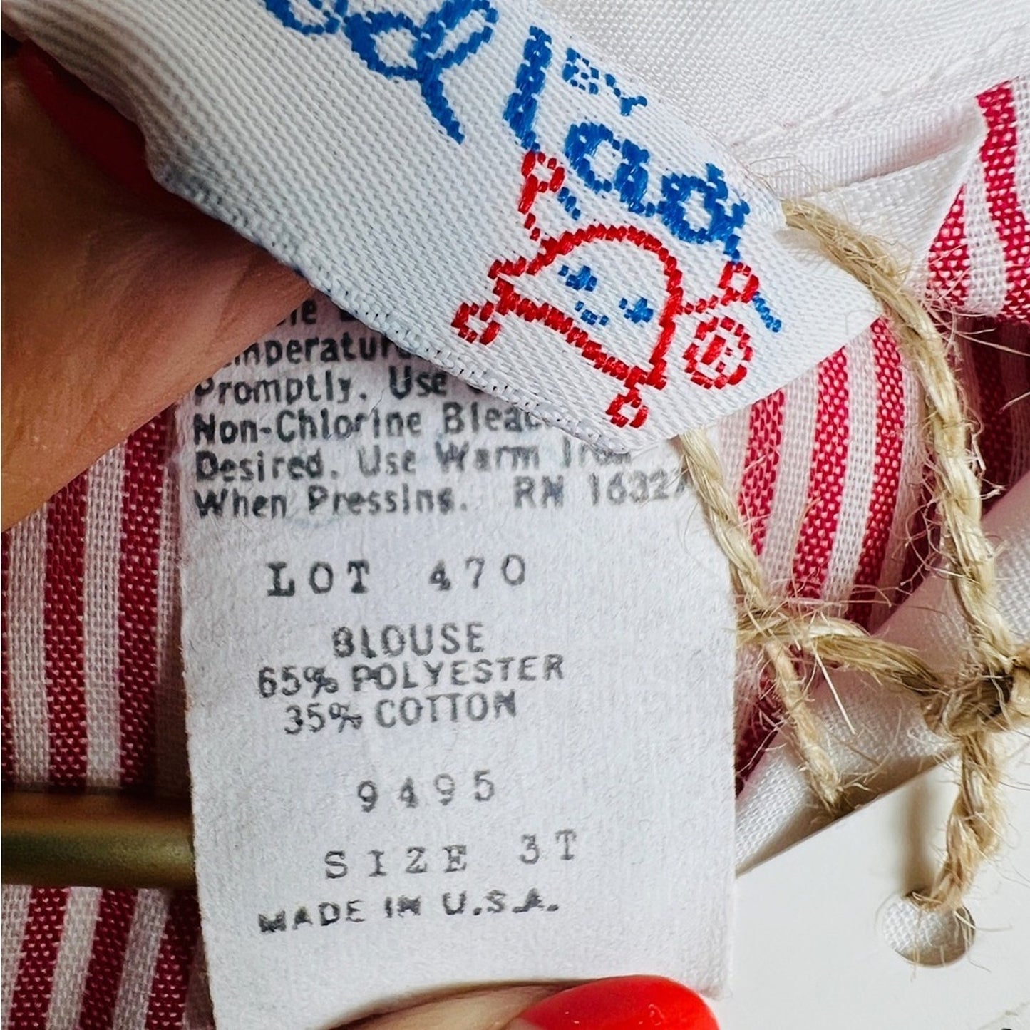 Vintage Red and White Striped Kids Blouse