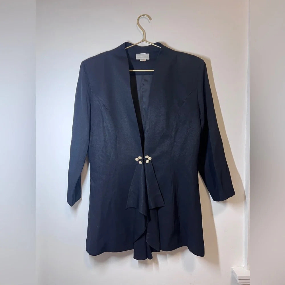 Betsy & Adam Glam Rhinestone Vintage Black Blazer