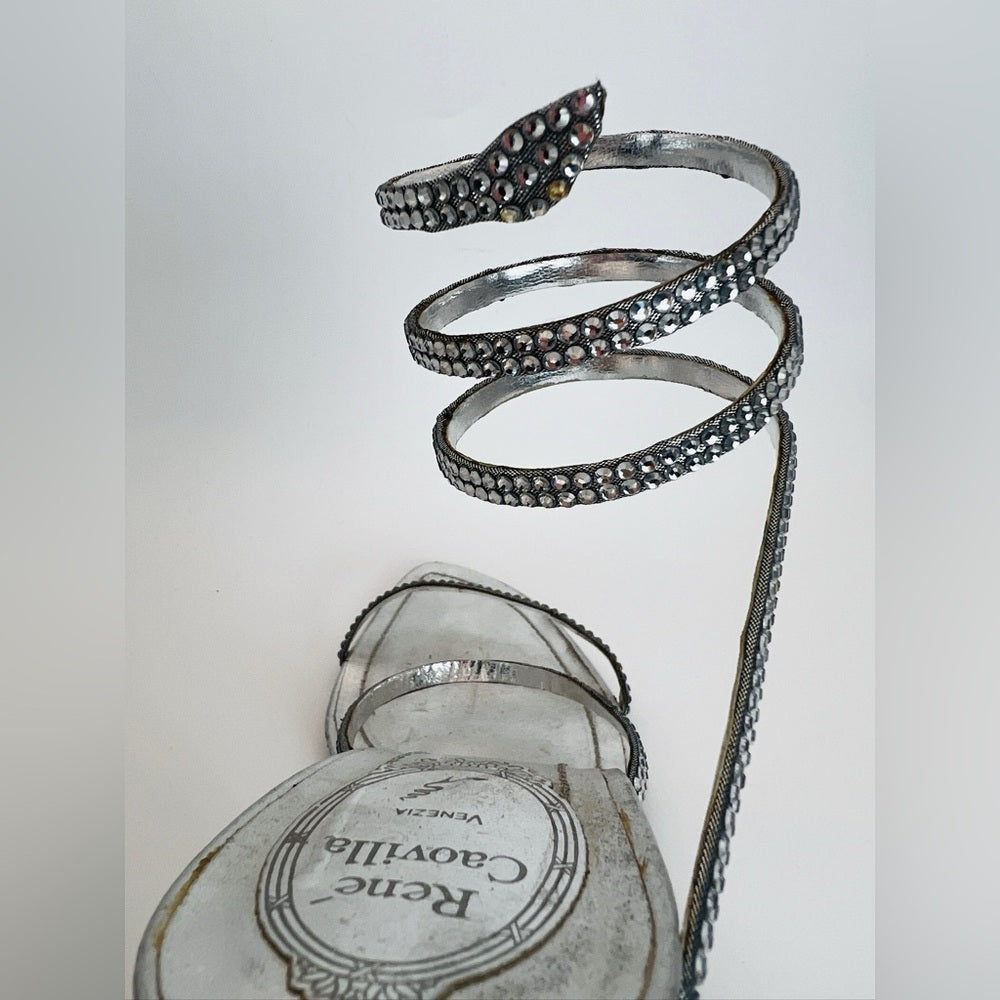 Rene Caovilla Silver crystal sandals Stiletto