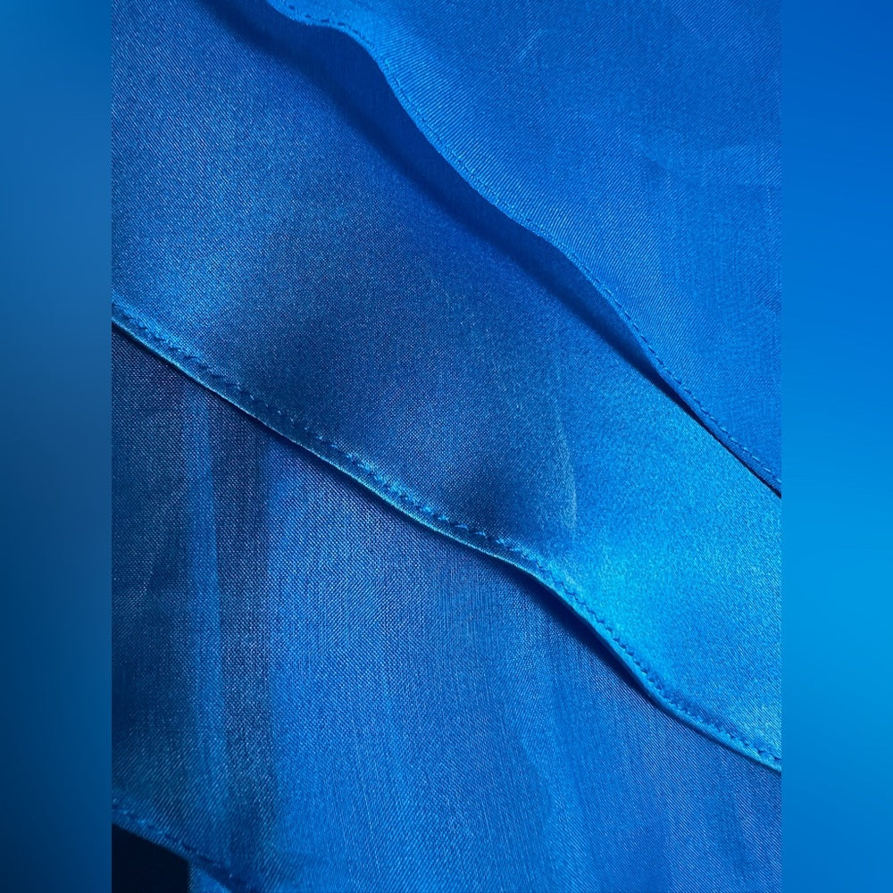 Vintage The Silk Farm royal blue cape silk blouse 4