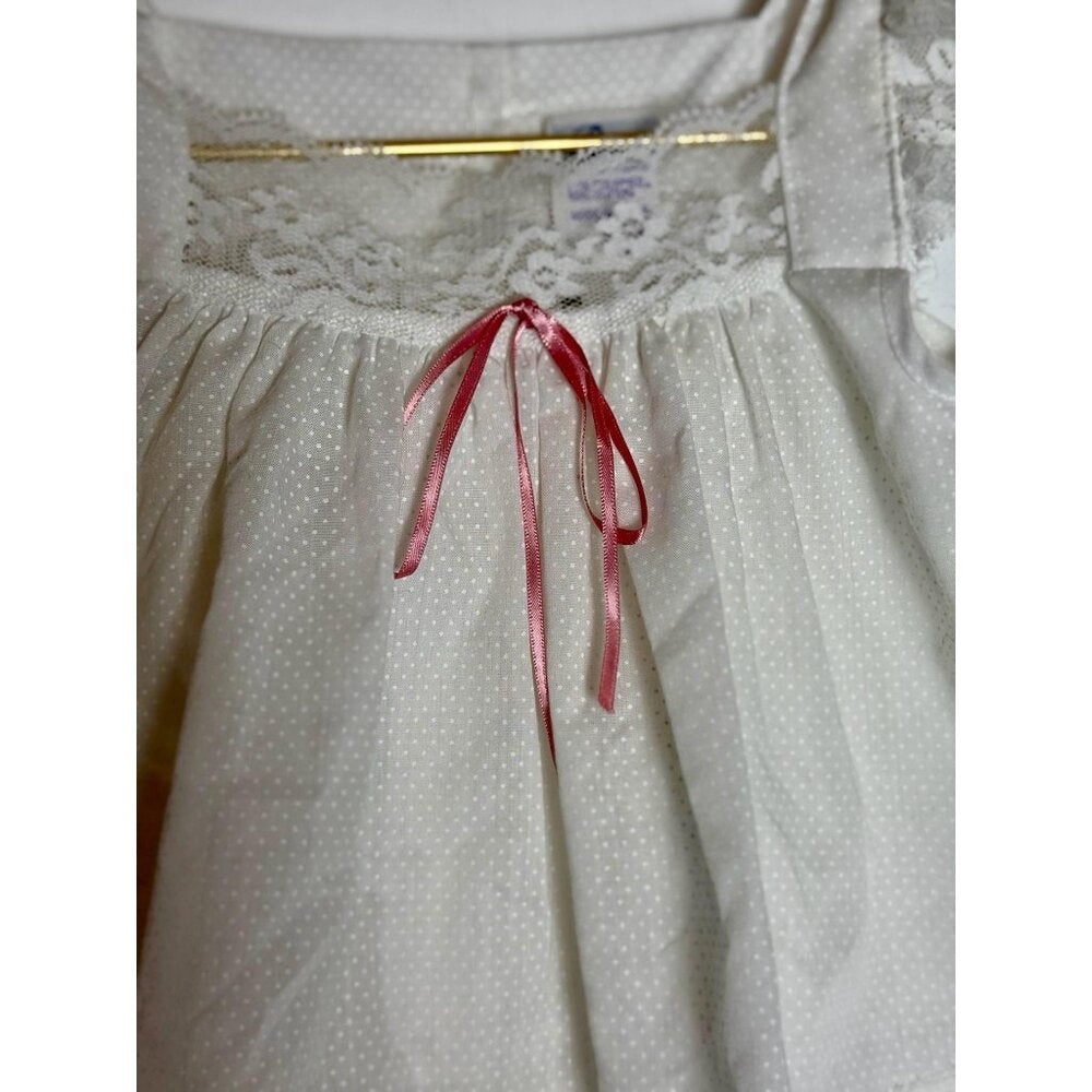 Vintage Baby Girls White Bow Dress 12 months