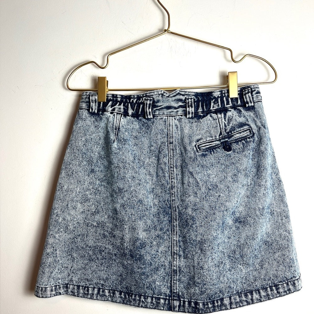 Vintage 80s NIKE Challenge Court Jean Skirt blue acid wash pockets