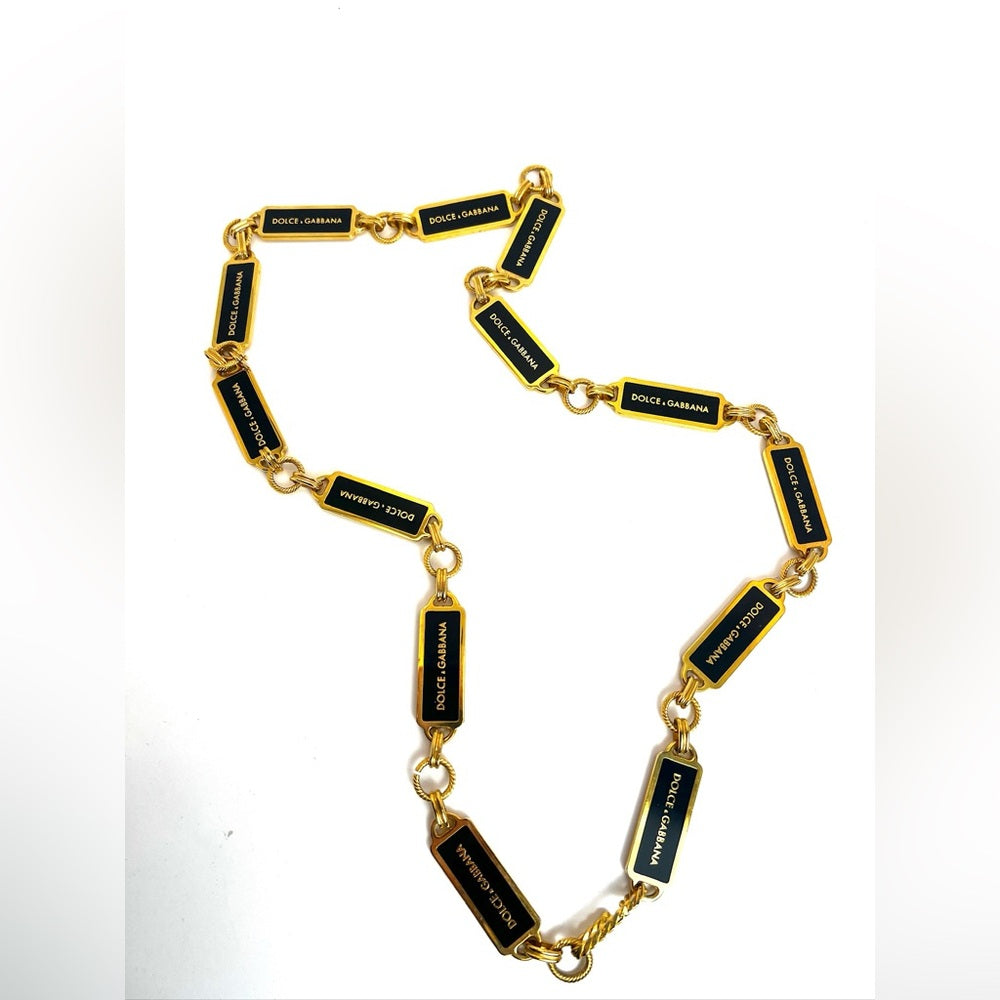 DOLCE&GABBANA Chain Belt Black and Gold