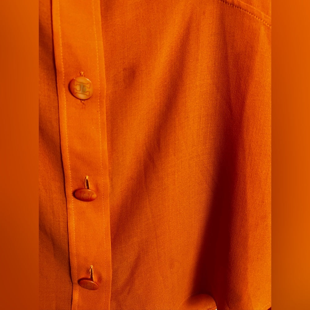 Hermes Orange Tie Blouse Buttondown 36