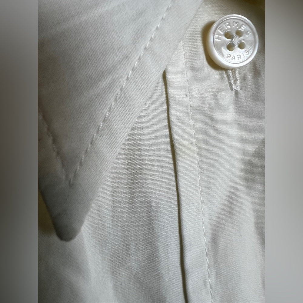 Hermes white blouse tie 36