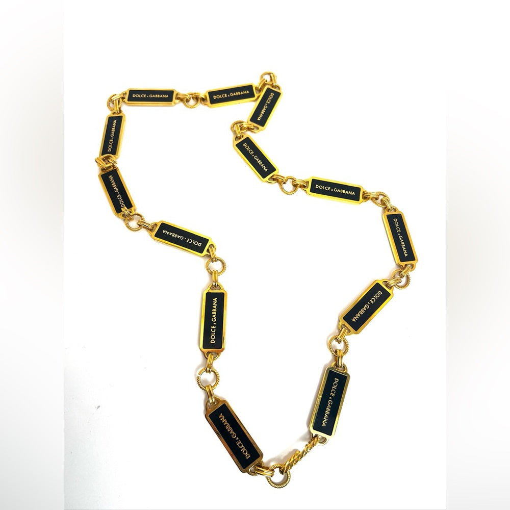 DOLCE&GABBANA Chain Belt Black and Gold