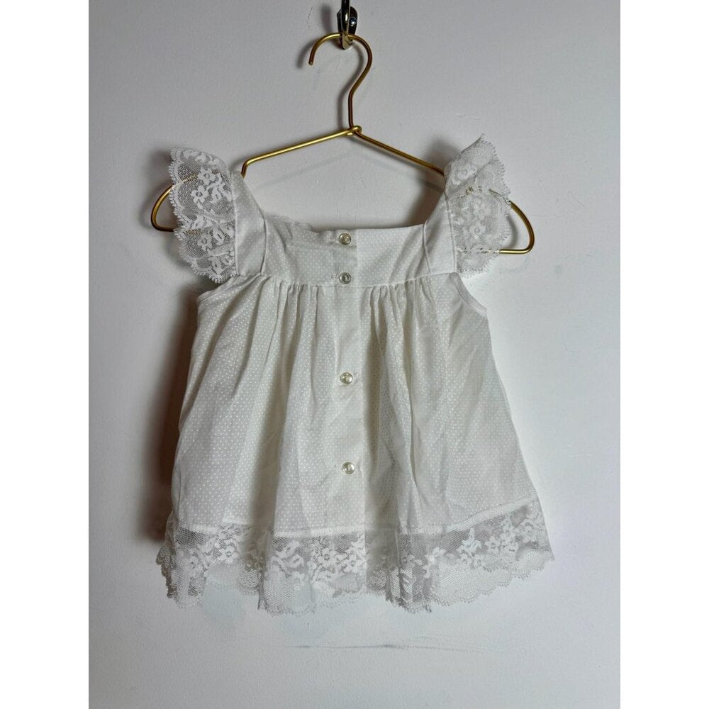 Vintage Baby Girls White Bow Dress 12 months