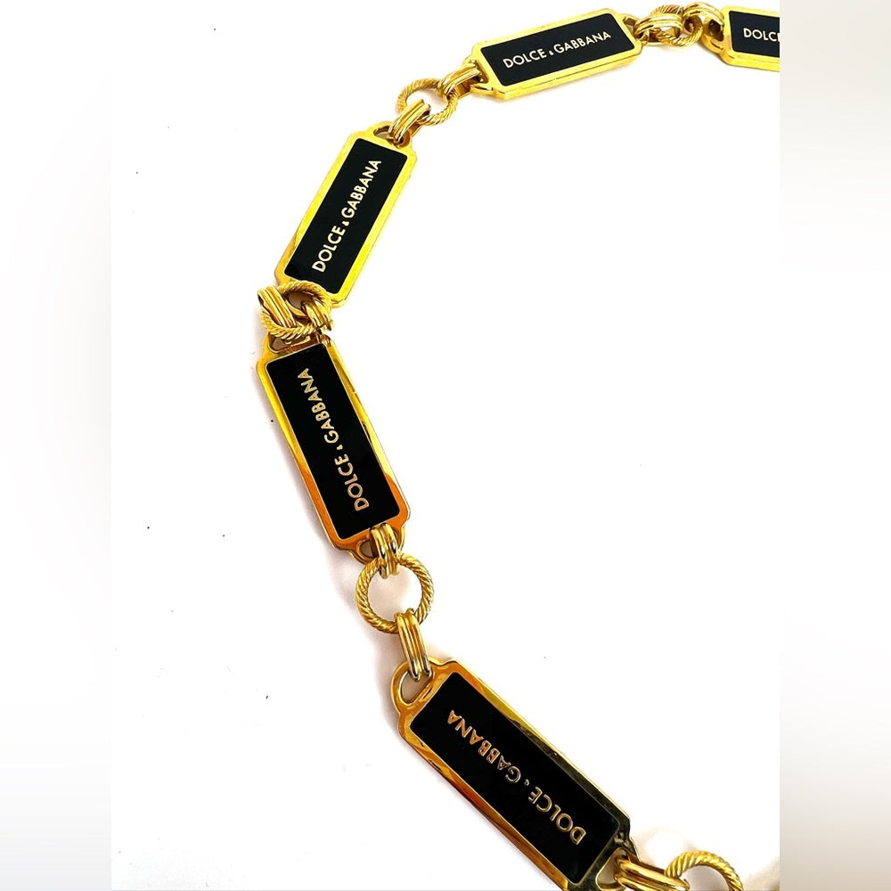 DOLCE&GABBANA Chain Belt Black and Gold