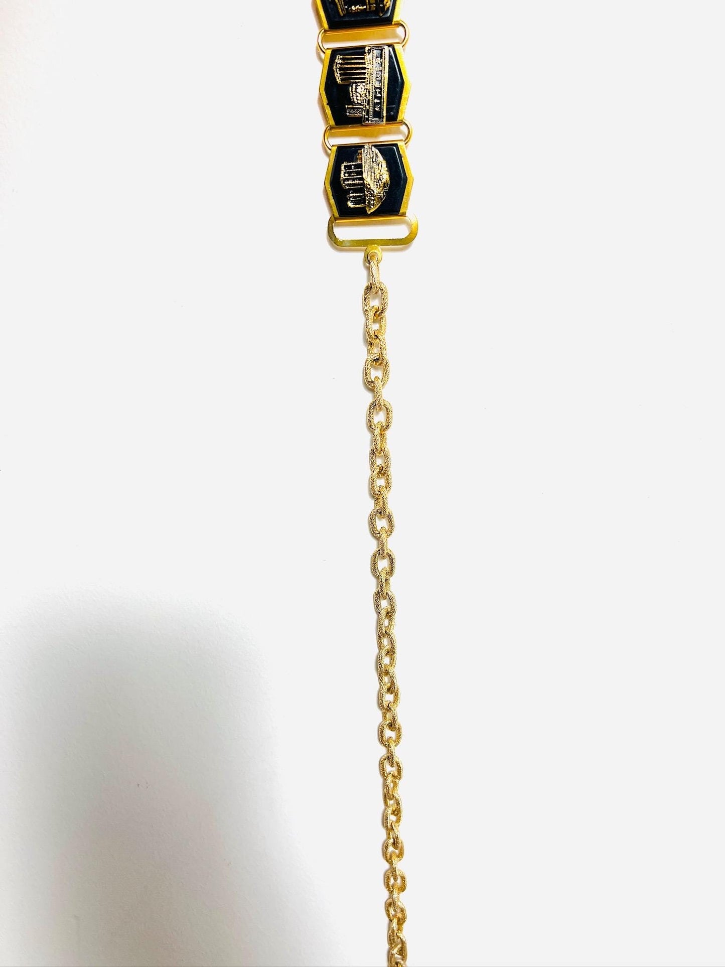 Vintage Acropolis Chain Belt Black Gold Belt