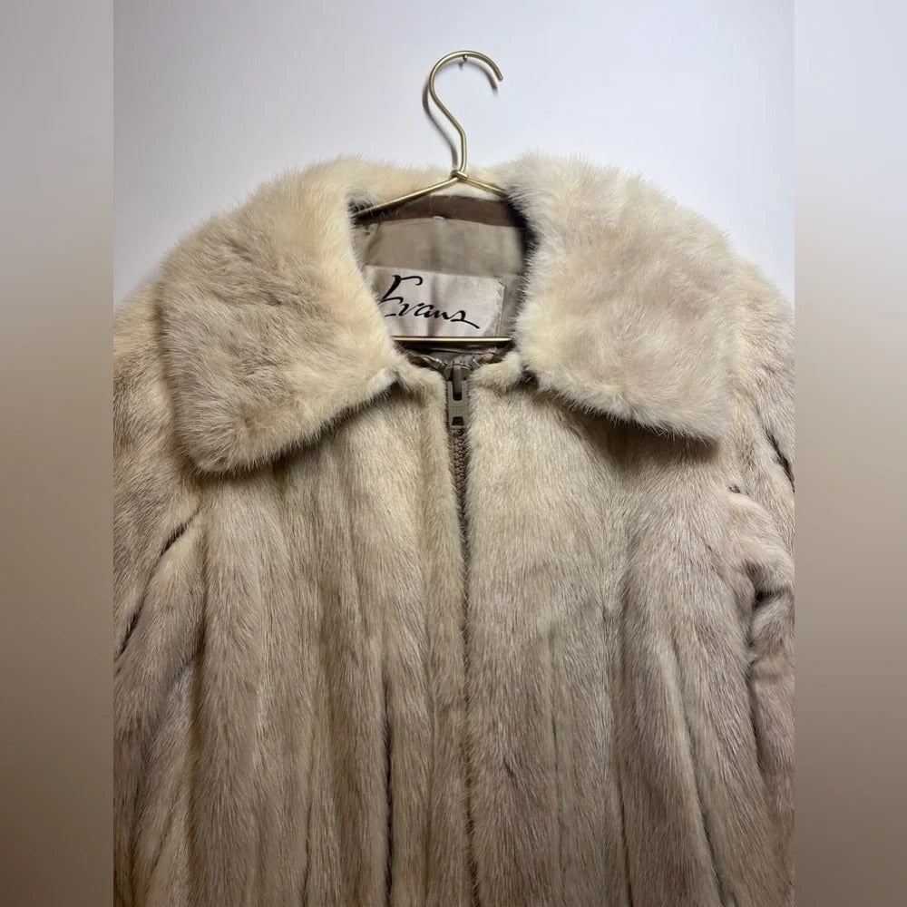 Vintage Short Fur Tan Collared Lined Jacket