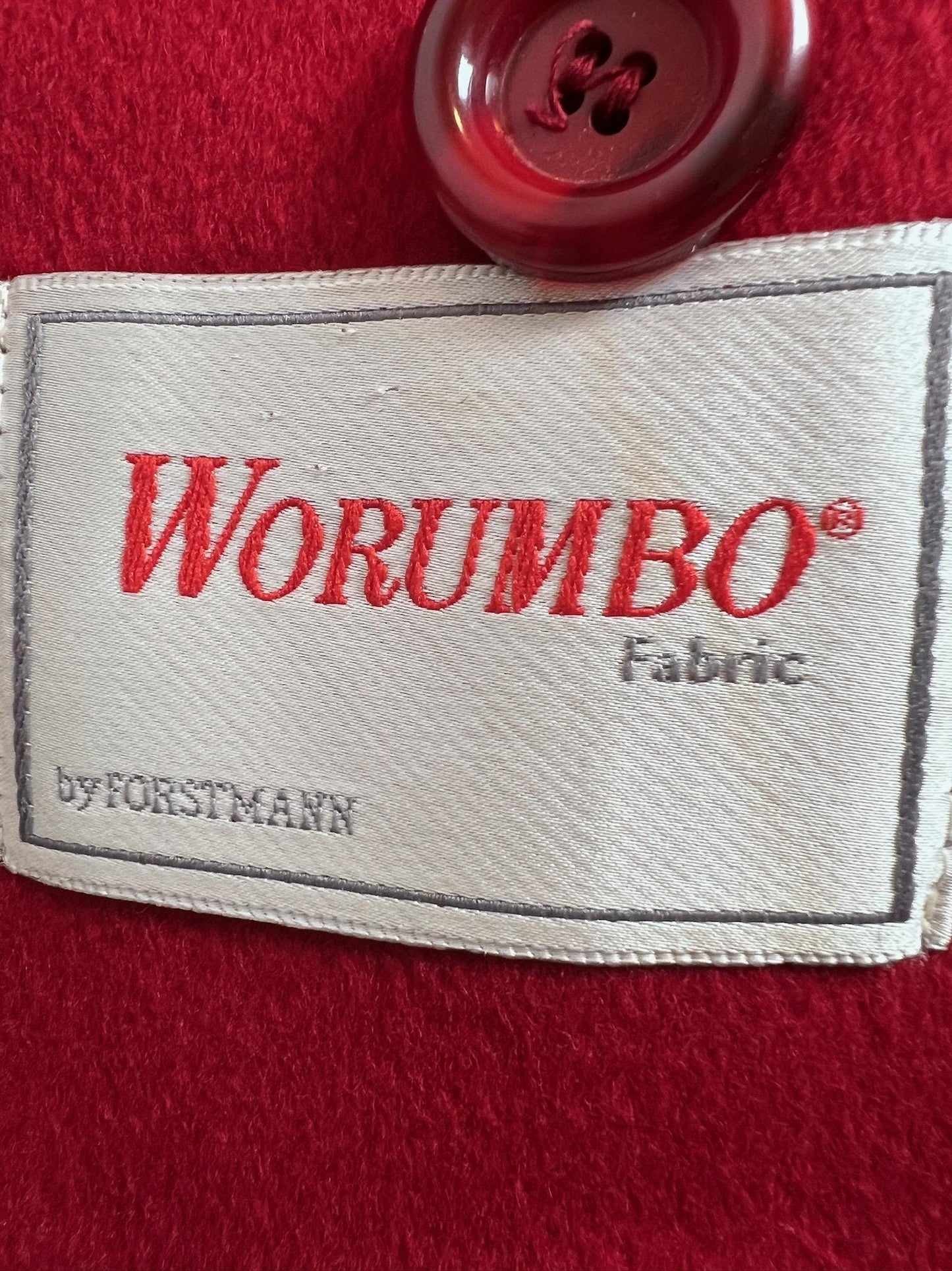 Vintage Andrea Red Pea Coat Leather Detail