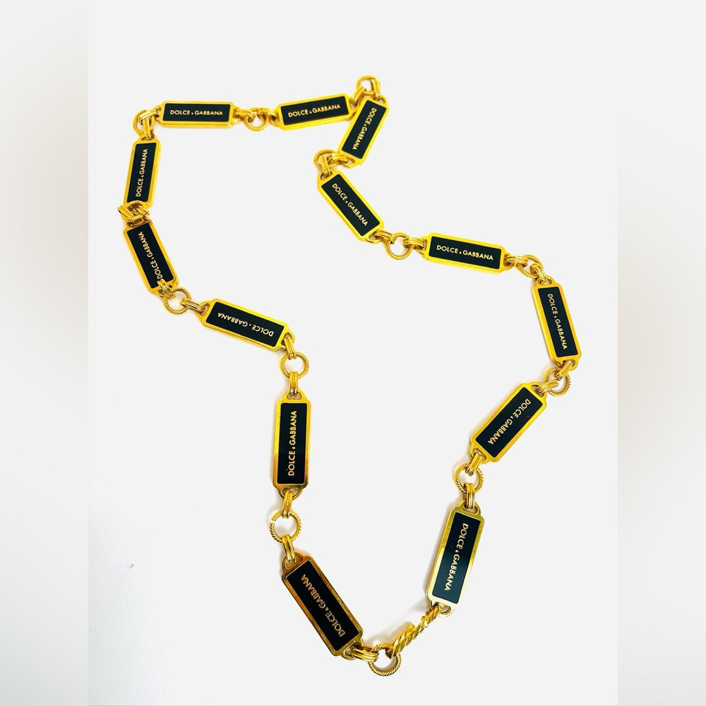DOLCE&GABBANA Chain Belt Black and Gold
