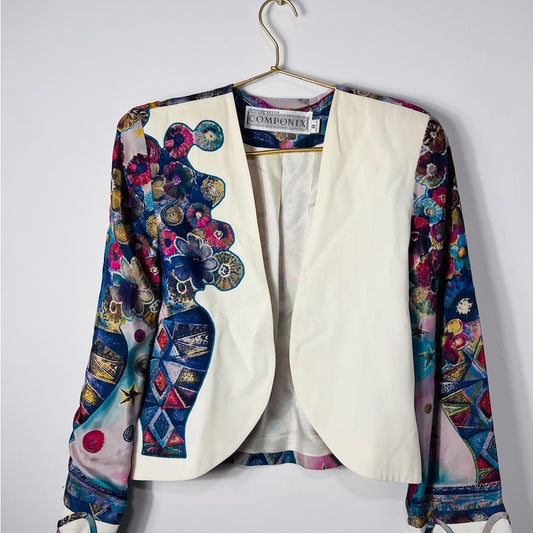 Componix Vintage Floral Contrast Blazer