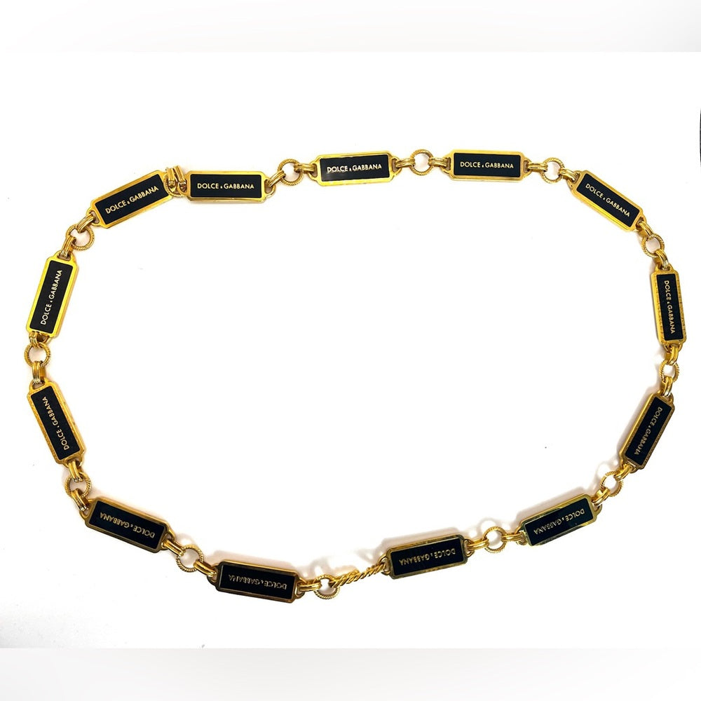 DOLCE&GABBANA Chain Belt Black and Gold
