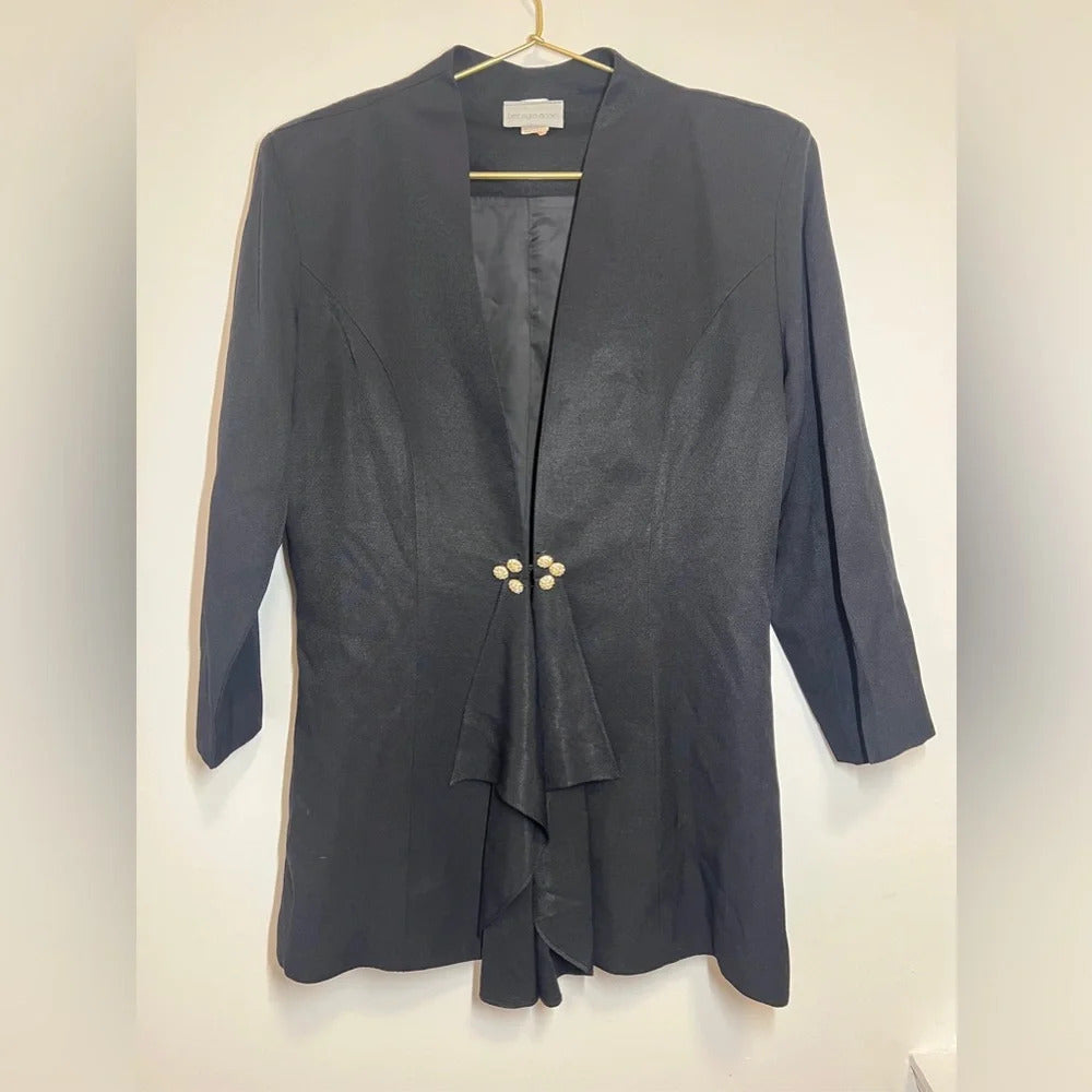Betsy & Adam Glam Rhinestone Vintage Black Blazer