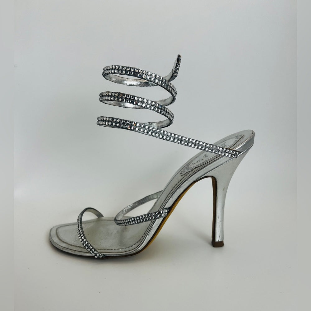 Rene Caovilla Silver crystal sandals Stiletto