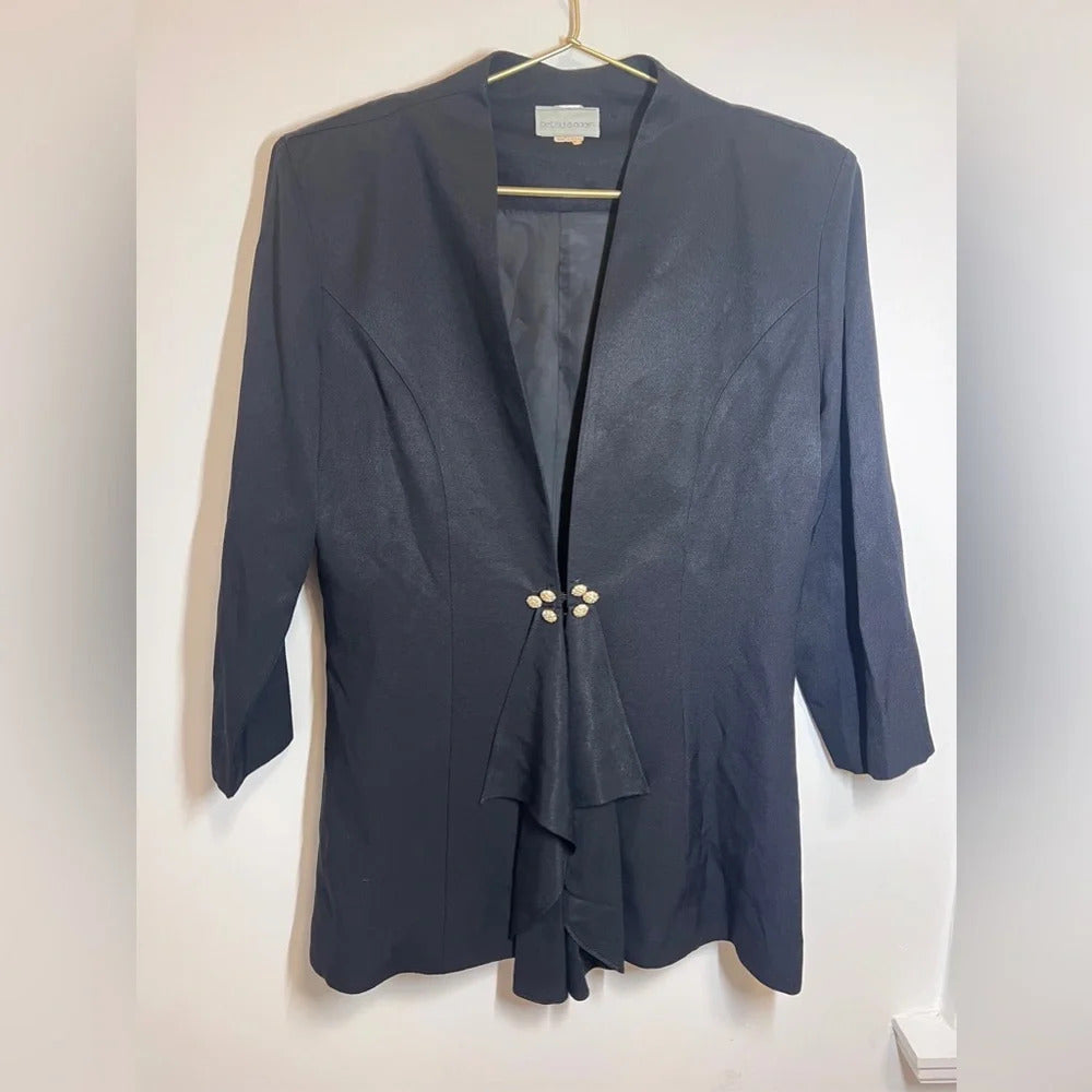 Betsy & Adam Glam Rhinestone Vintage Black Blazer