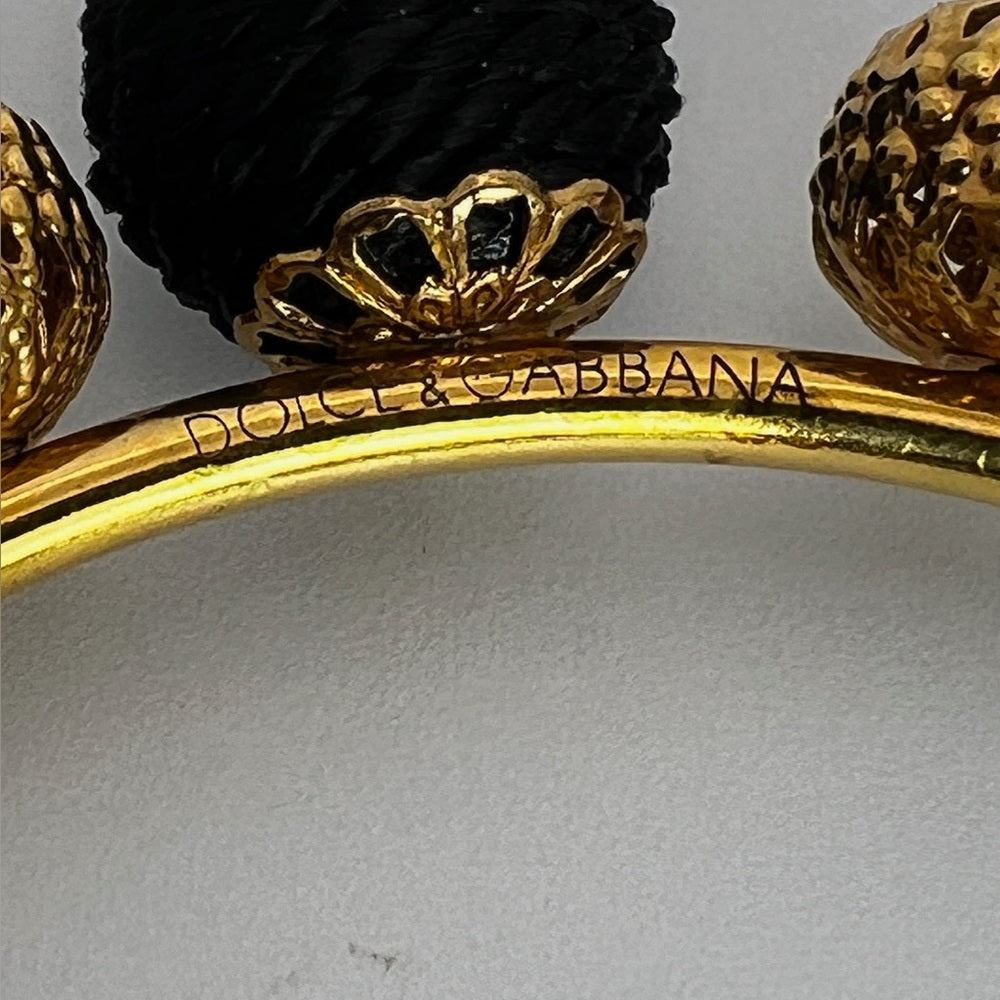 Dolce Gabbana Authentic Black Gold Bangle bracelet pom pom