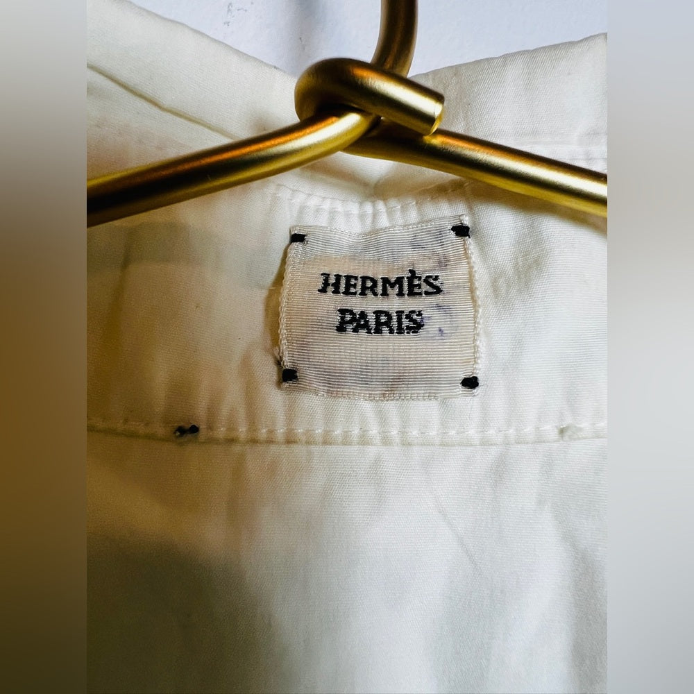 Hermes white blouse tie 36