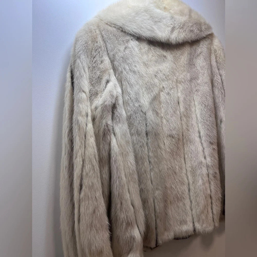 Vintage Short Fur Tan Collared Lined Jacket