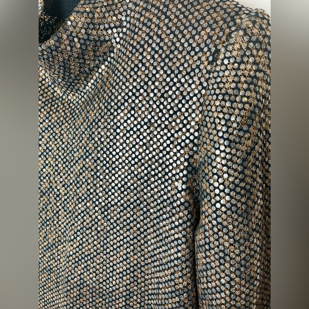 Vintage St. John Knit Midi Dress 1980s Metallic Knit