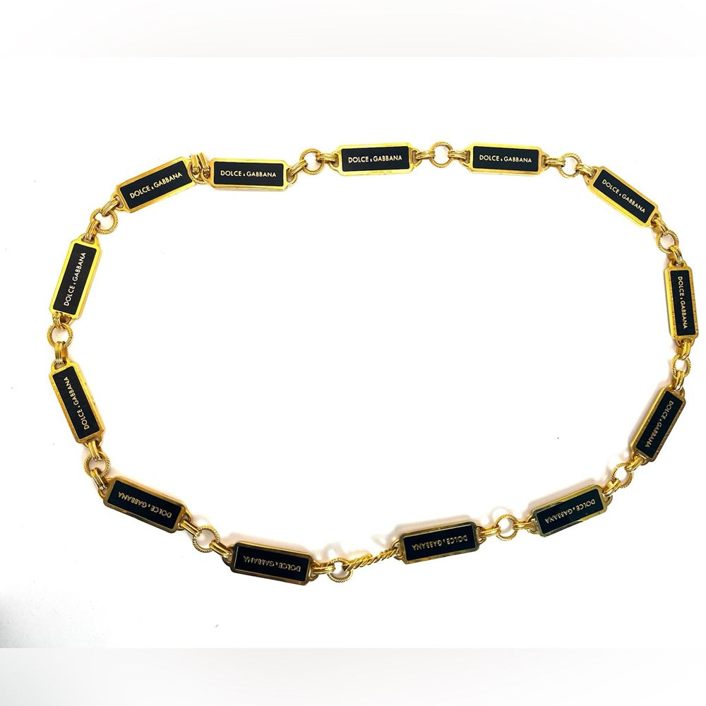 DOLCE&GABBANA Chain Belt Black and Gold