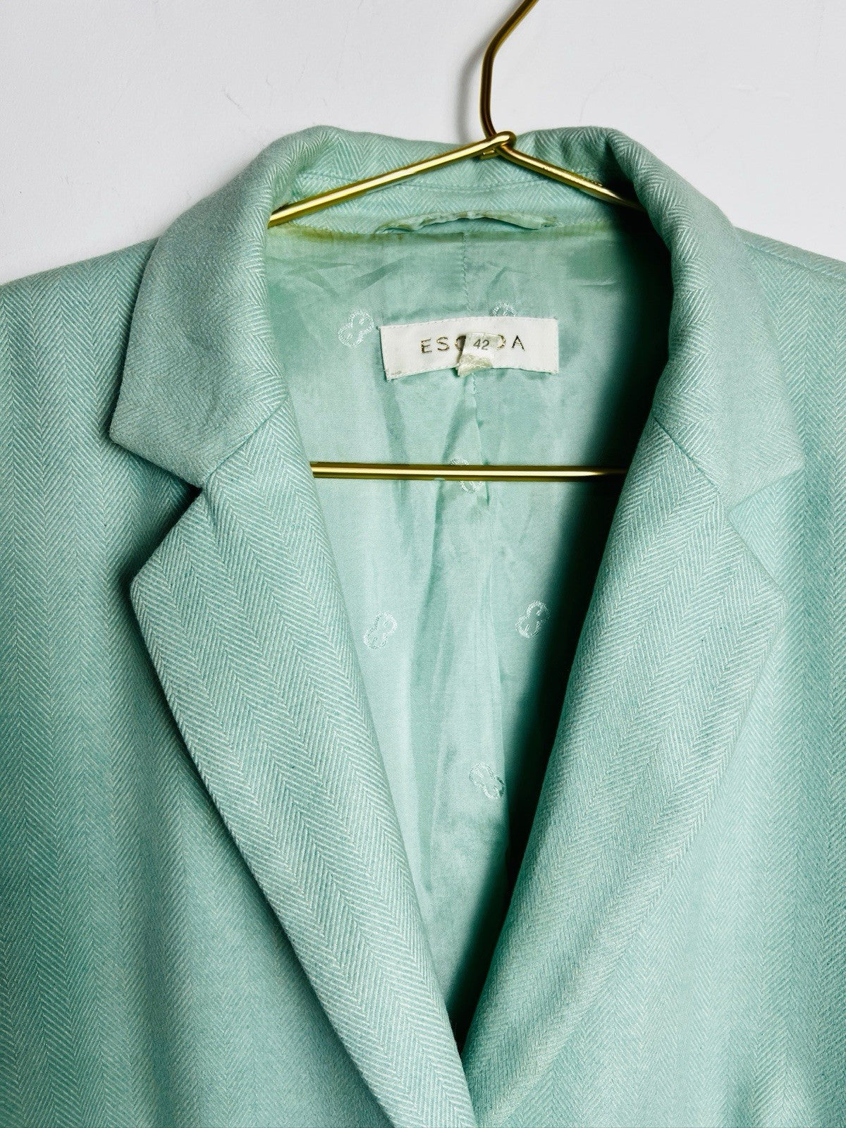 Escada Light Blue Mint Wool Breasted Blazer 42