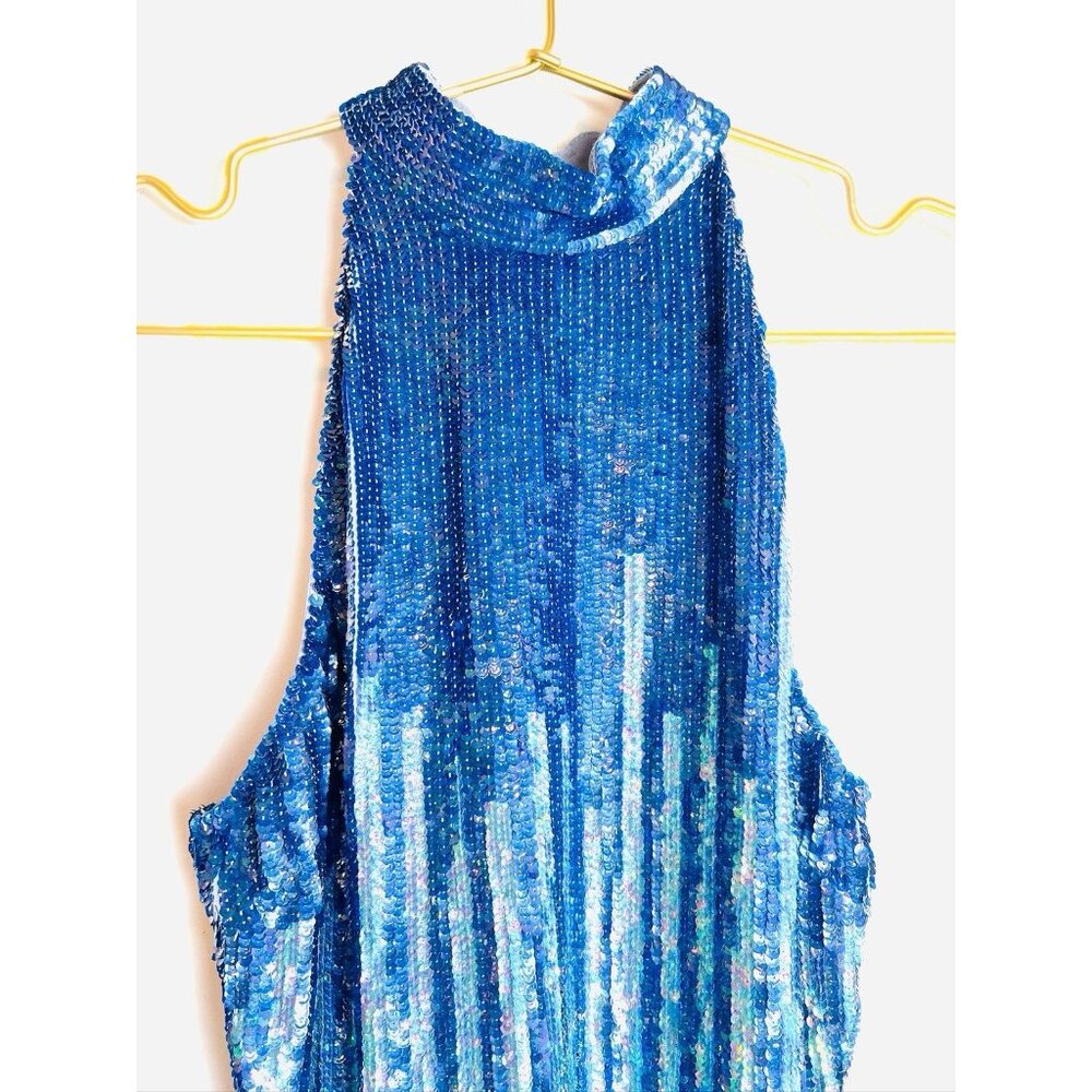 Versace Sequin Blue Couture Dress 38