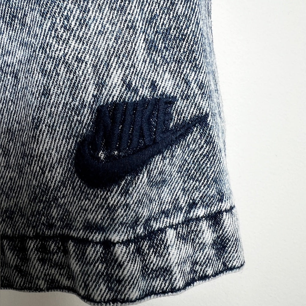 Vintage 80s NIKE Challenge Court Jean Skirt blue acid wash pockets