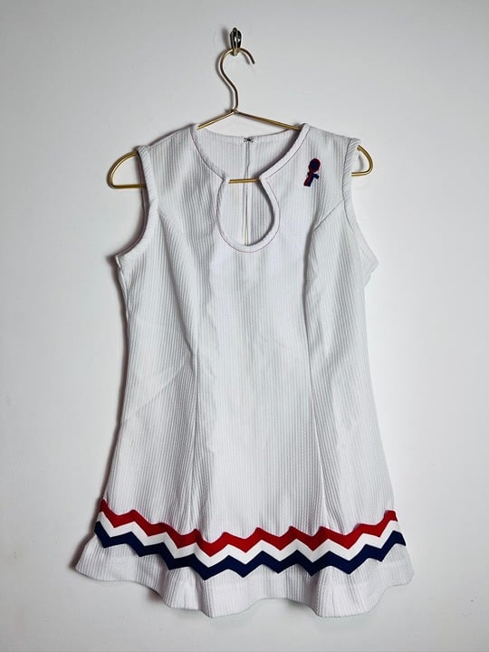 Vintage White Tennis Dress Embroidered