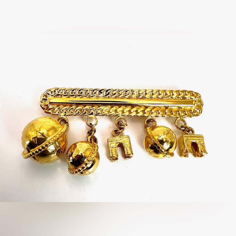 Celine Paris Gold Tone Brooch Arc de Triomphe