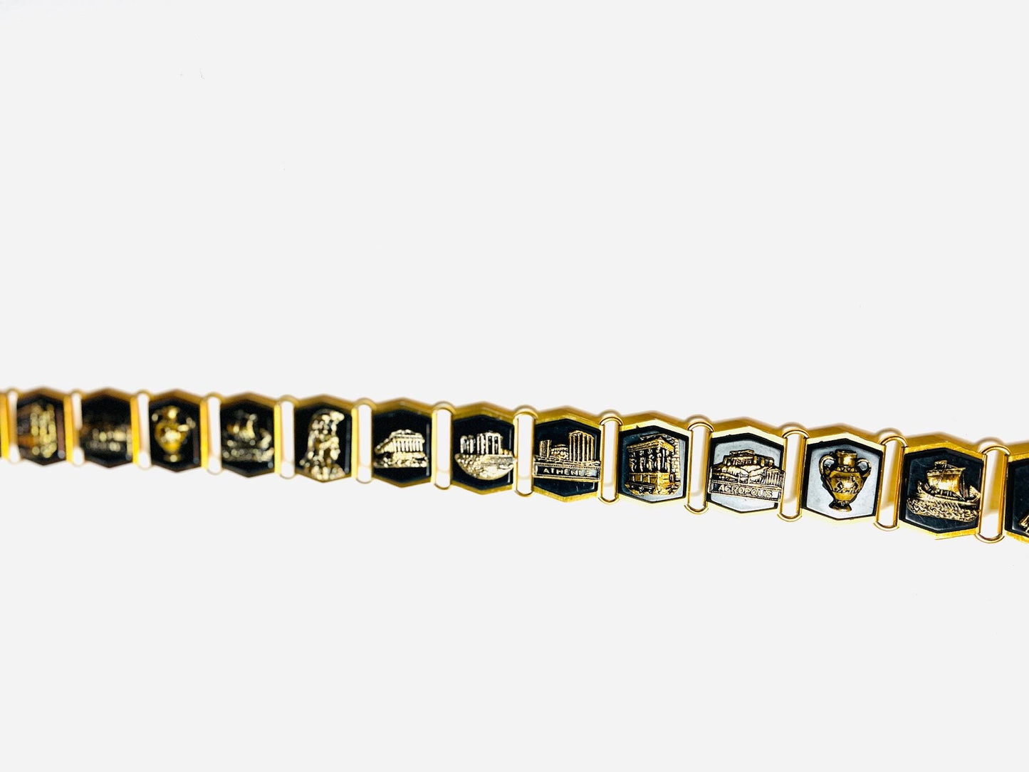 Vintage Acropolis Chain Belt Black Gold Belt