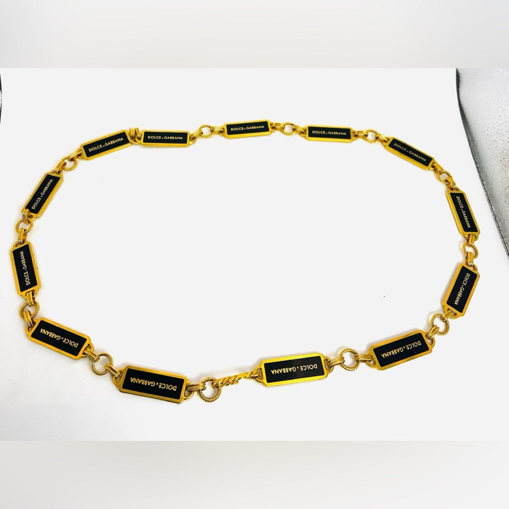 DOLCE&GABBANA Chain Belt Black and Gold