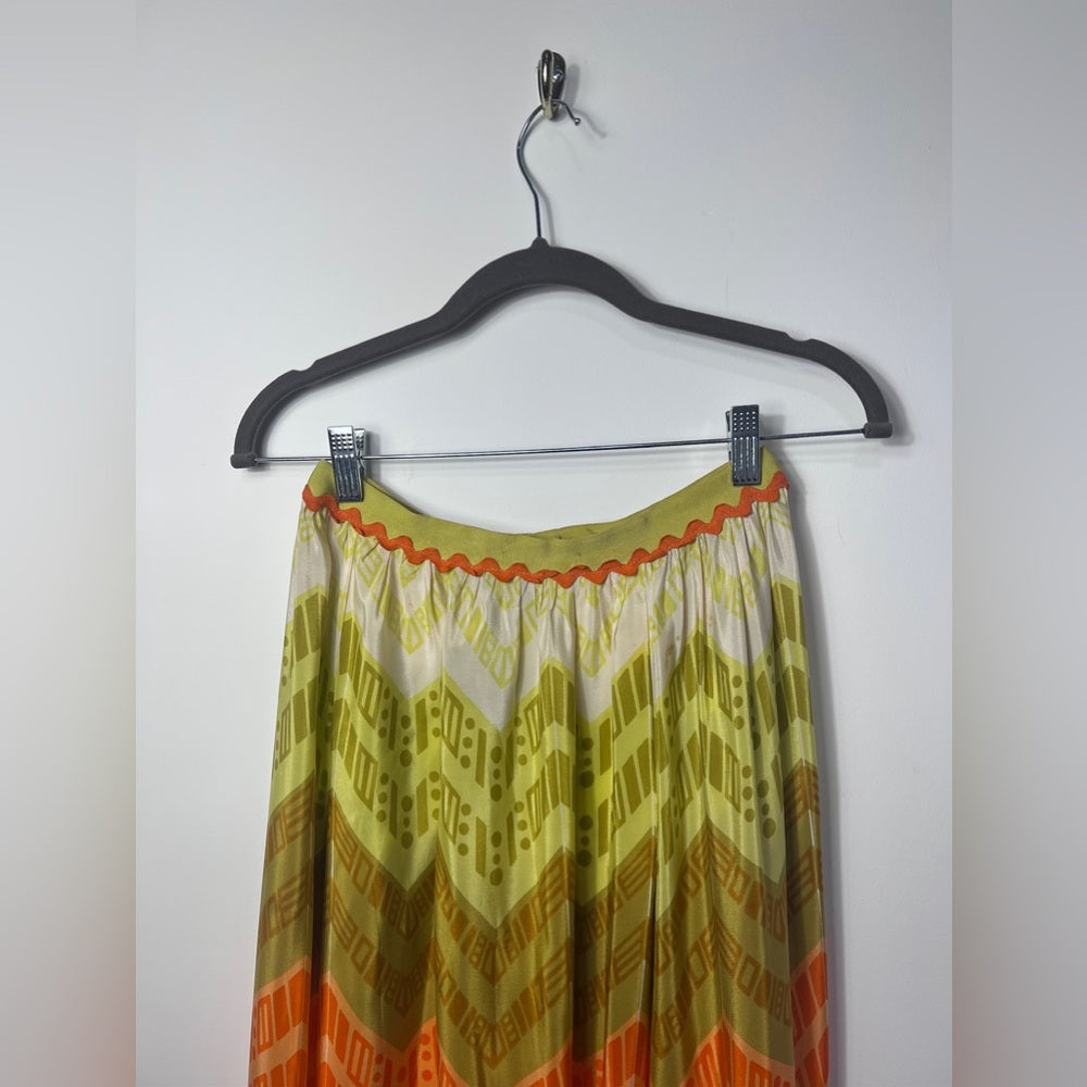 1970’s Boho Multicolor Skirt Lanvin Style Maxi Fringe