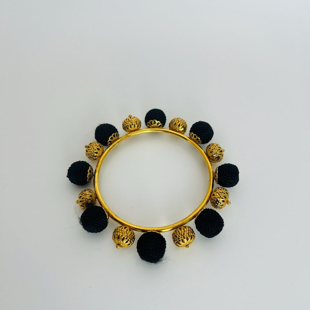 Dolce Gabbana Authentic Black Gold Bangle bracelet pom pom