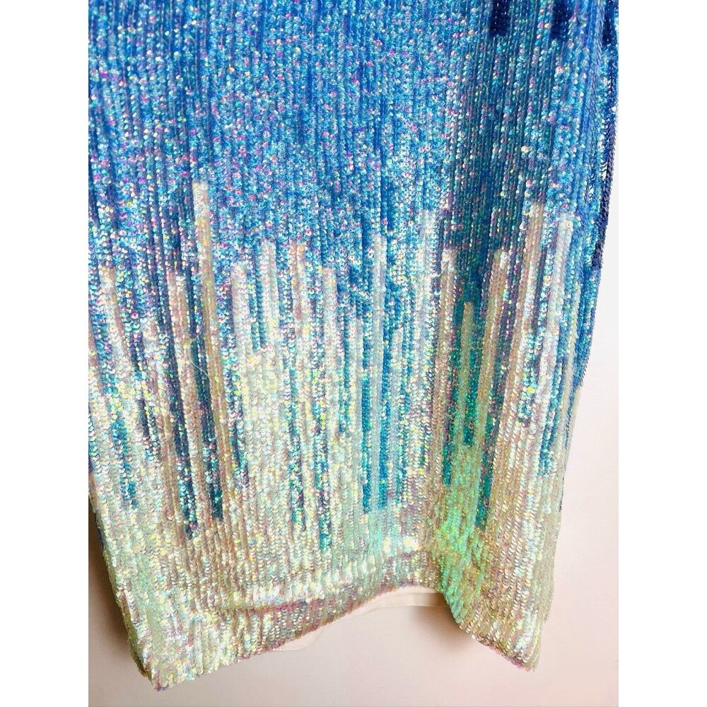Versace Sequin Blue Couture Dress 38