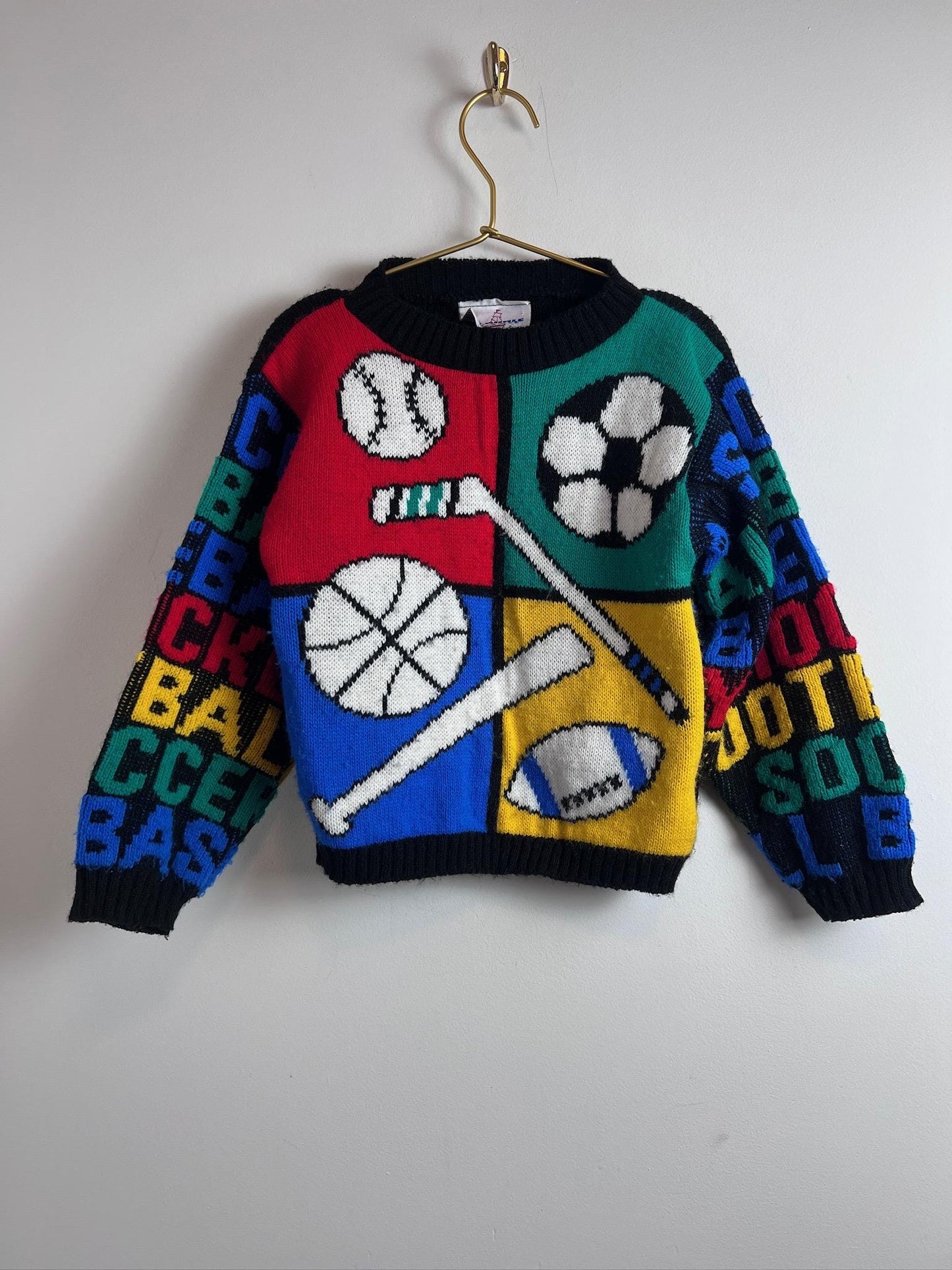 Vintage Kids Knit JJ Poole Sweater Sports 80s
