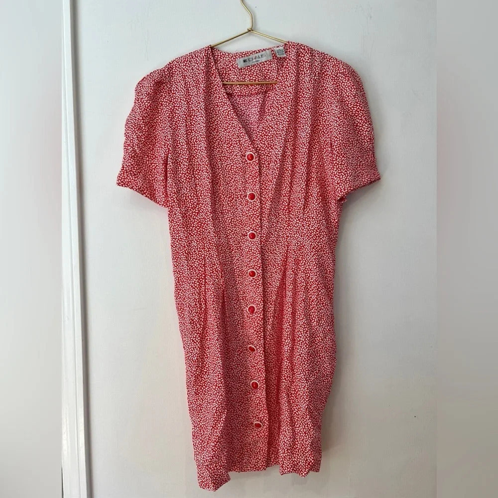 Vintage MS. Chaus Petites Red Dress with Buttons