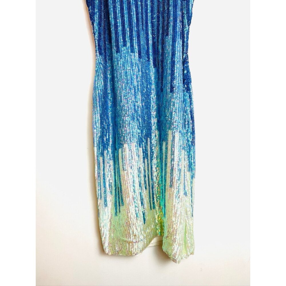Versace Sequin Blue Couture Dress 38