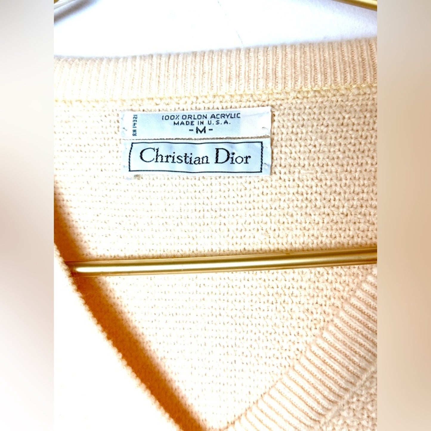 Christian Dior V-Neck Knit Jumper Sweater Cream M unisex
