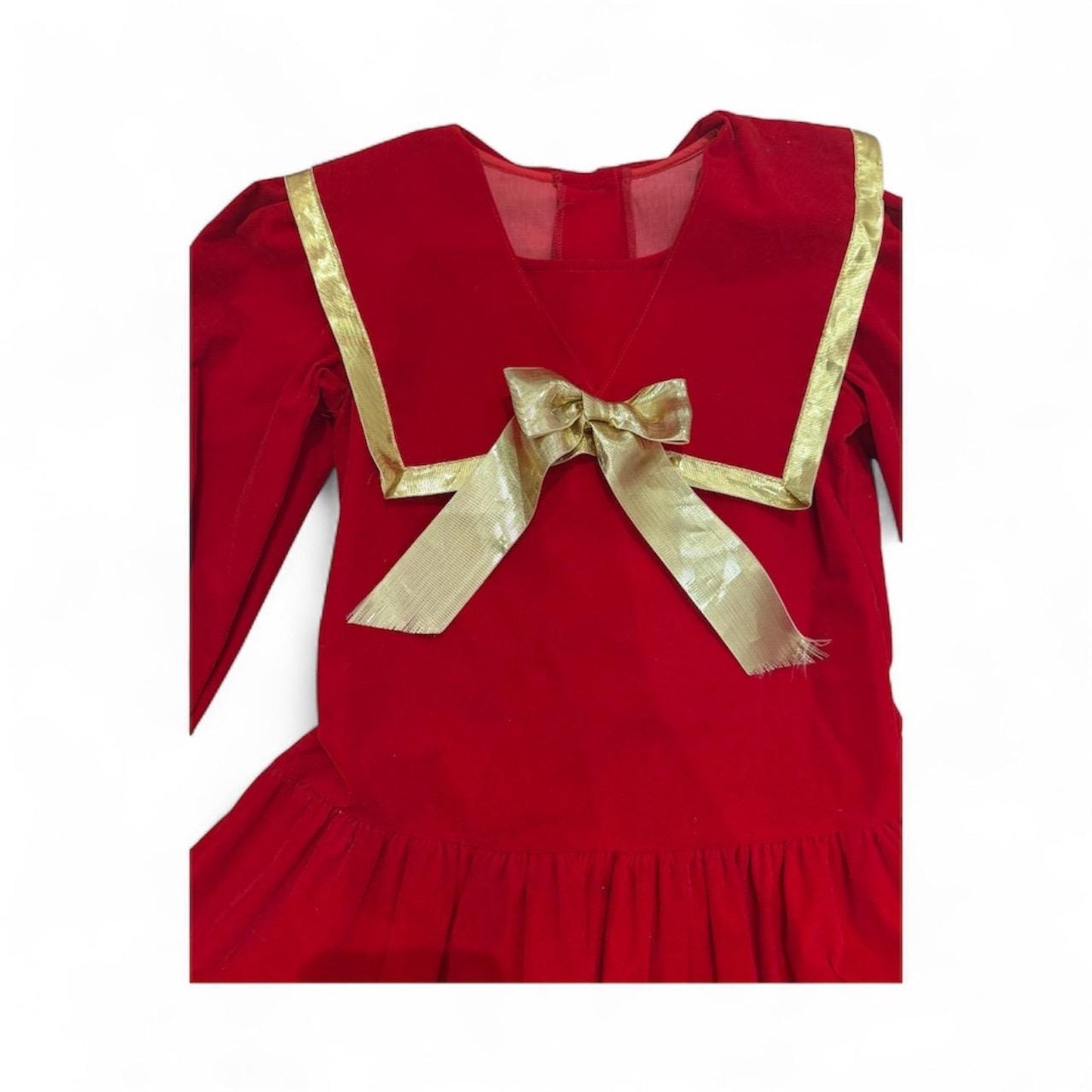 Vintage 1990s Red Gold Bow Dress Jo Lene Christmas Holiday Party