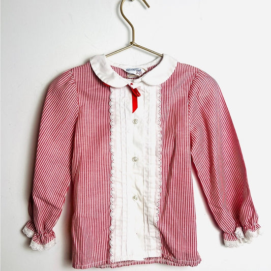 Vintage Red and White Striped Kids Blouse