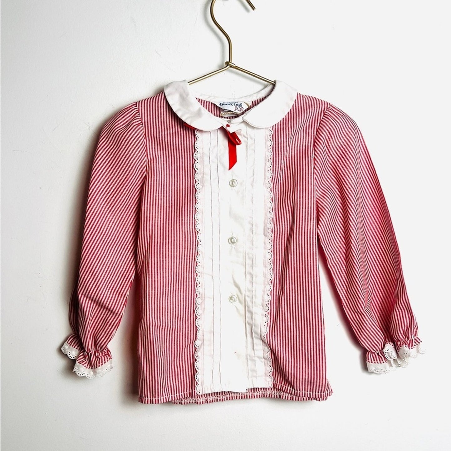 Vintage Red and White Striped Kids Blouse
