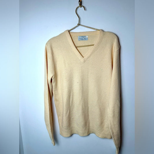 Christian Dior V-Neck Knit Jumper Sweater Cream M unisex