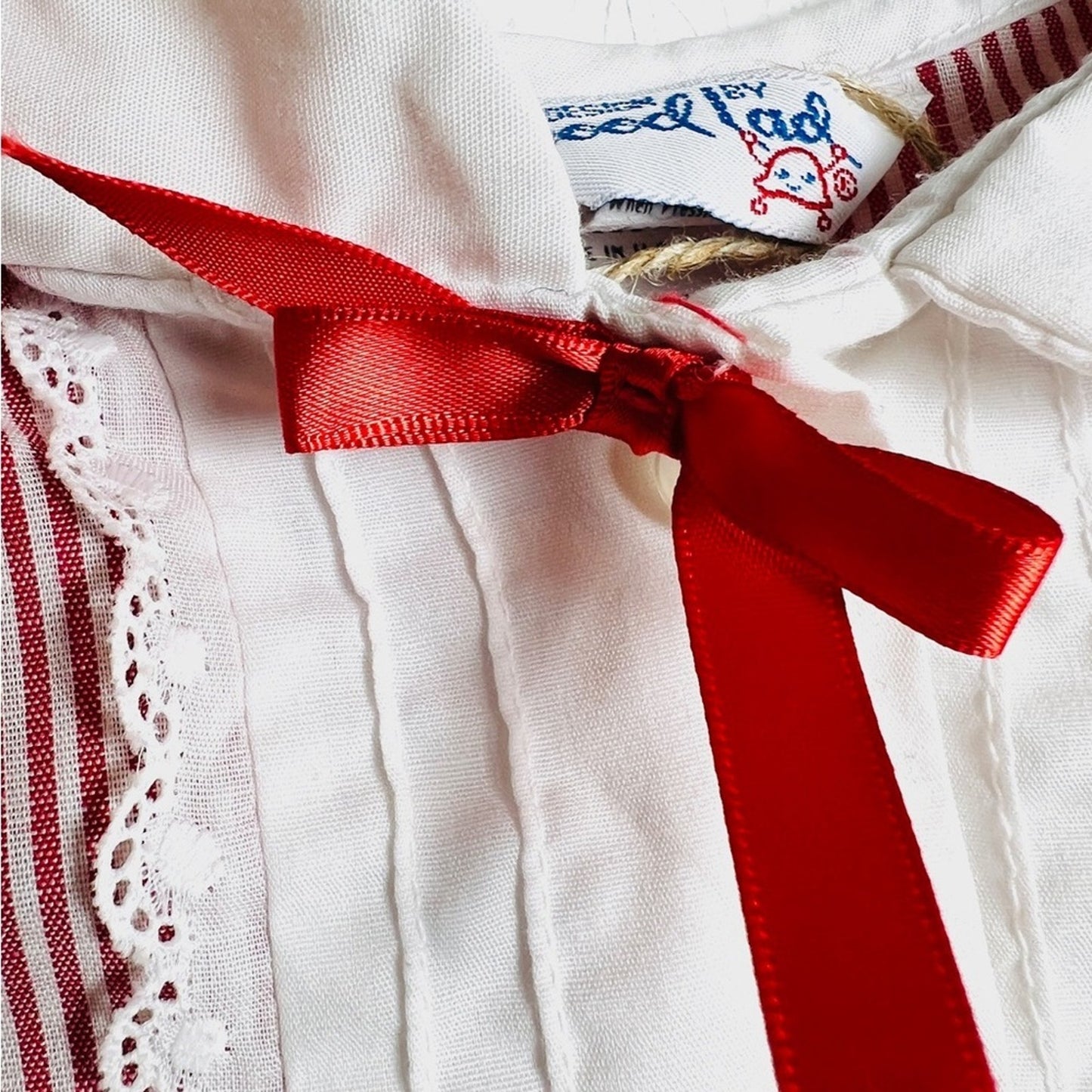 Vintage Red and White Striped Kids Blouse