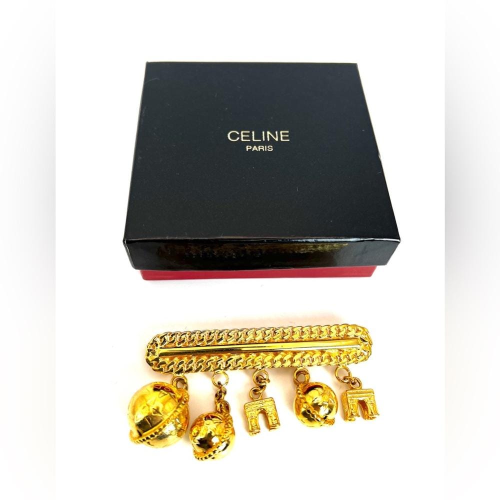 Celine Paris Gold Tone Brooch Arc de Triomphe