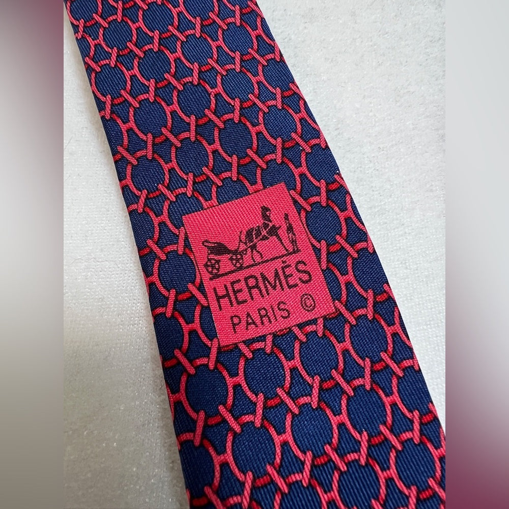 Authentic Hermes Geometric Silk Tie