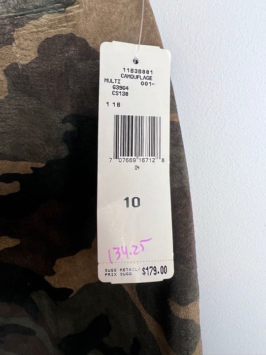 Vintage Camouflage Snap Front Mini Skirt 100% Suede Leather NWT