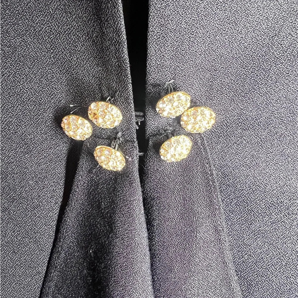 Betsy & Adam Glam Rhinestone Vintage Black Blazer