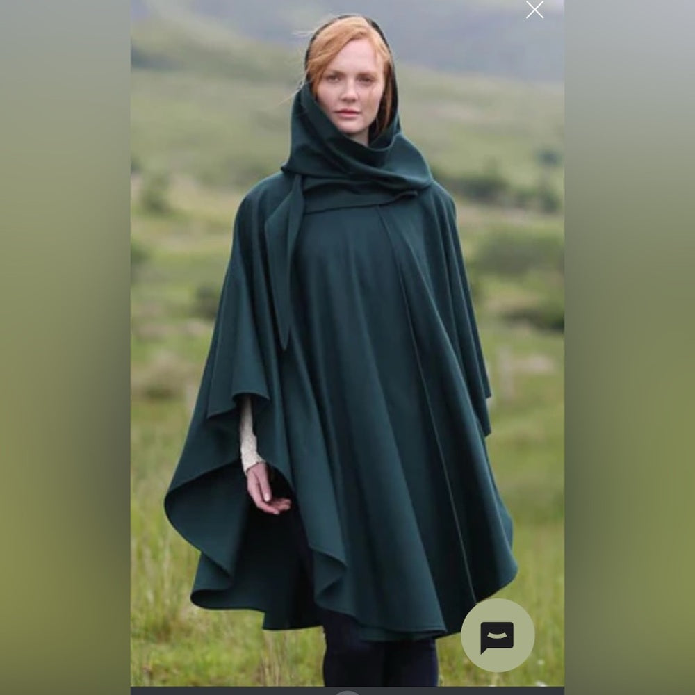 Hourihan by Jimmy Hourihan made in Ireland forrest green wool and cashmere cape